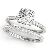 Solitaire Diamond Engagement Ring with Pave Band 1 ct - Image 9