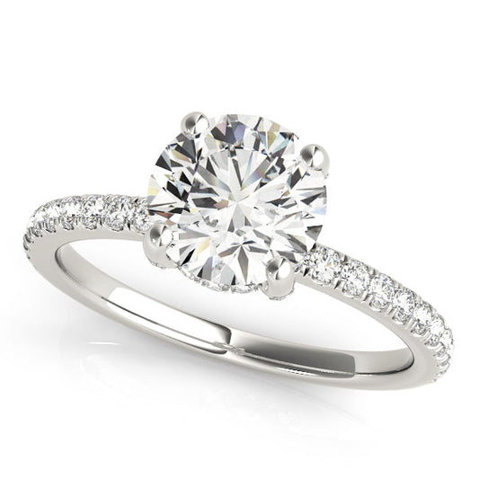 Solitaire Diamond Engagement Ring with Pave Band 2 ct