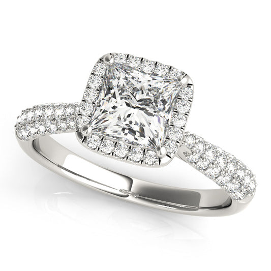 Princess Halo Pave Band Ring