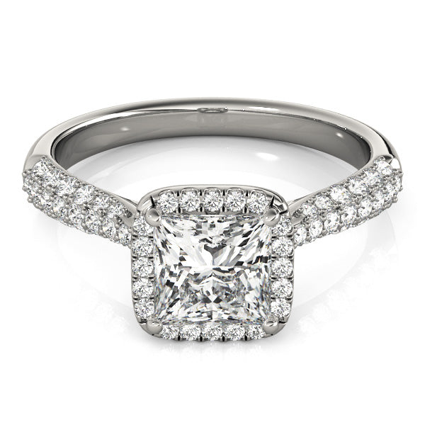 Princess Halo Pave Band Ring