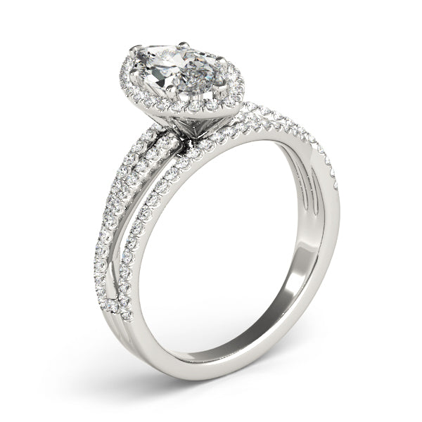 Marquise Diamond Halo Ring with Split Shank