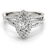 Marquise Diamond Halo Ring with Split Shank - Image 2