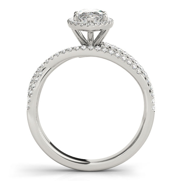 Marquise Diamond Halo Ring with Split Shank