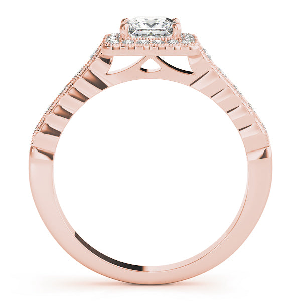 Princess Cut Scalloped Halo Ring - Image 9