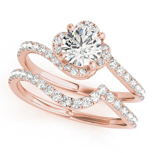 Swirling Halo Diamond Ring