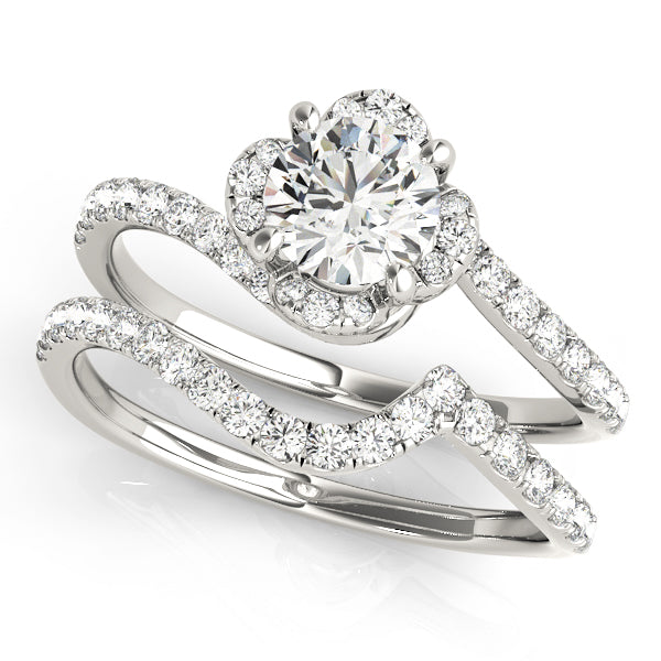 Swirling Halo Diamond Ring