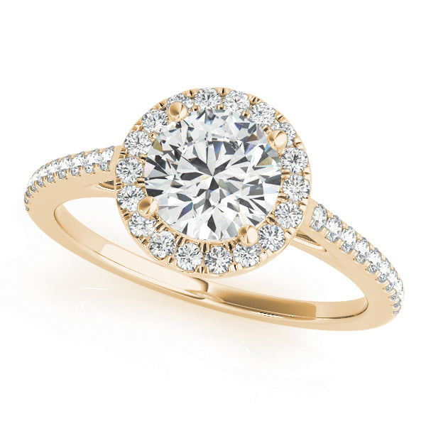Round Halo Pave Engagement Ring 1 ct center stone