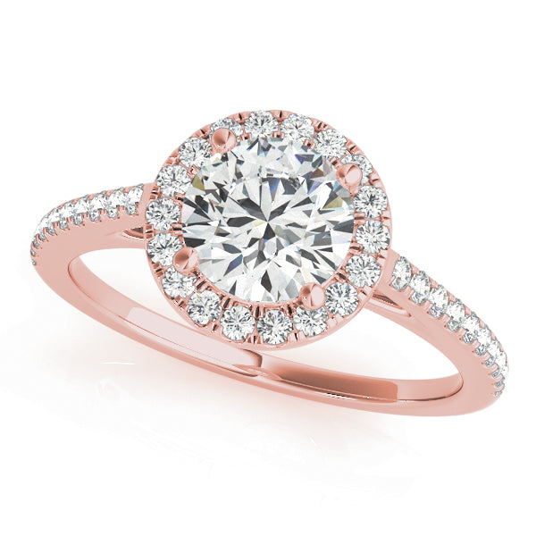 Round Halo Pave Engagement Ring 1 ct center stone