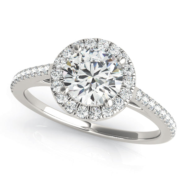 Round Halo Pave Engagement Ring 1 ct center stone