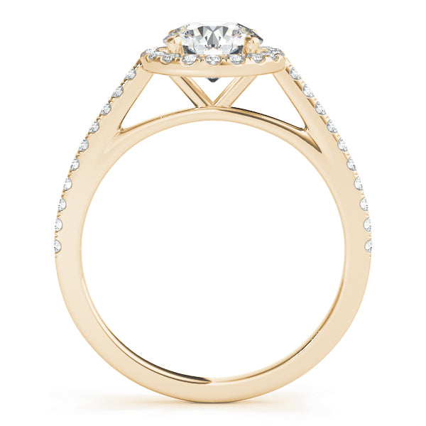 Round Halo Pave Engagement Ring 1 ct center stone