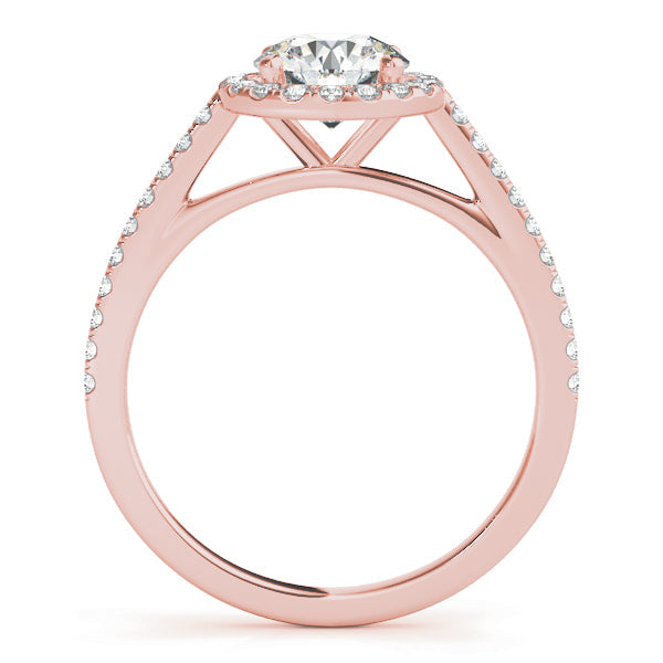 Round Halo Pave Engagement Ring 2 ct center stone