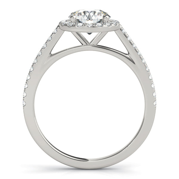 Round Halo Pave Engagement Ring 1 ct center stone