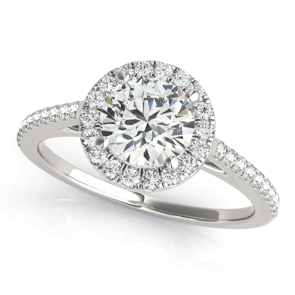 Round Halo Pave Engagement Ring 2 ct center stone