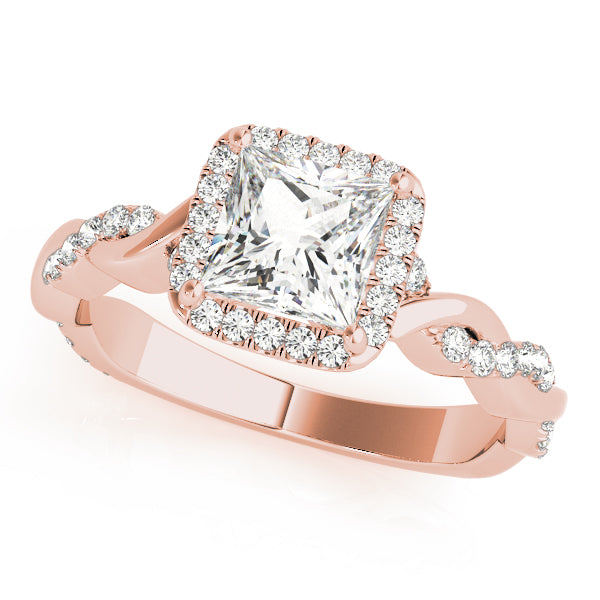 Princess Halo Twisted Shank Engagement Ring