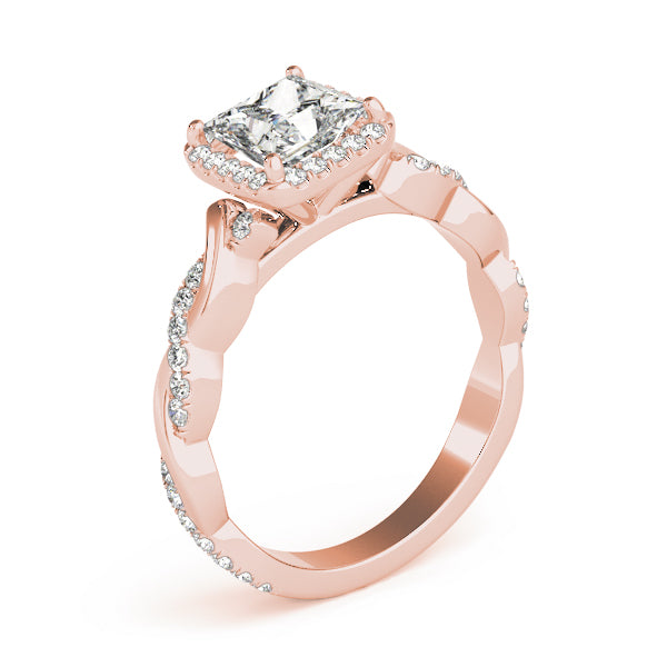 Princess Halo Twisted Shank Engagement Ring - Image 12