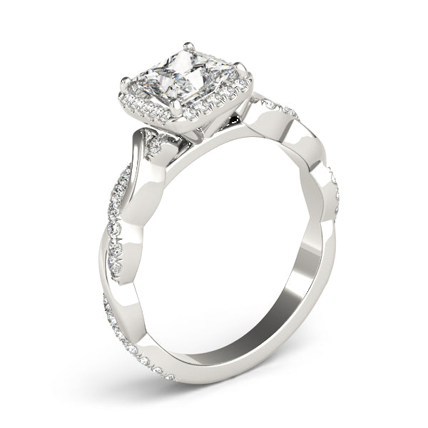 Princess Halo Twisted Shank Engagement Ring