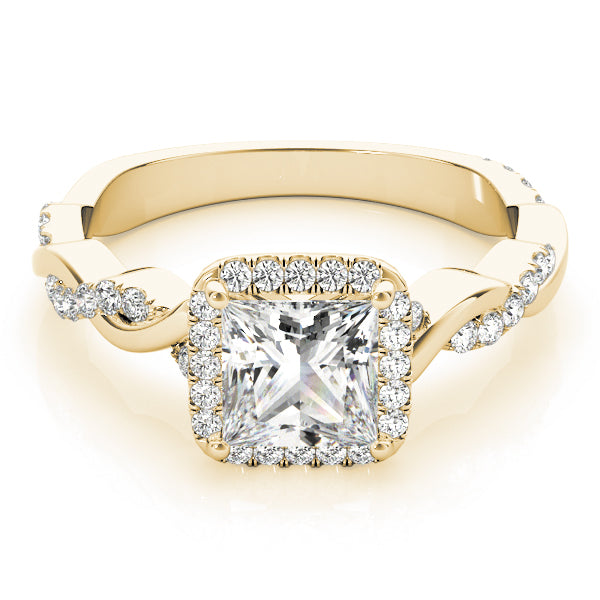 Princess Halo Twisted Shank Engagement Ring - Image 17