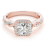 Princess Halo Twisted Shank Engagement Ring - Image 18