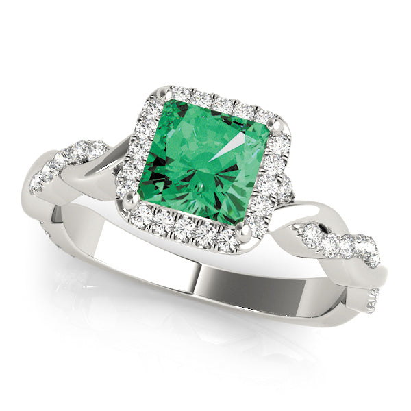Princess Halo Twisted Shank Engagement Ring - Image 19