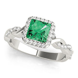 Princess Halo Twisted Shank Engagement Ring - Image 19