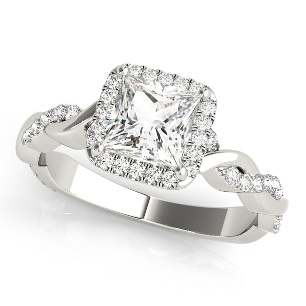 Princess Halo Twisted Shank Engagement Ring