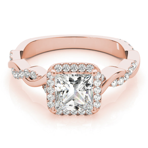 Princess Halo Twisted Shank Engagement Ring - Image 6