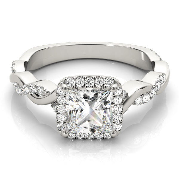 Princess Halo Twisted Shank Engagement Ring