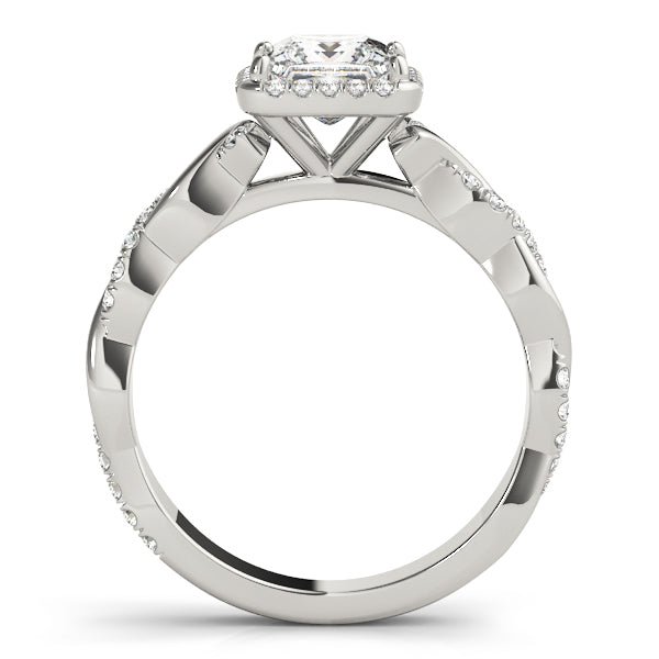 Princess Halo Twisted Shank Engagement Ring