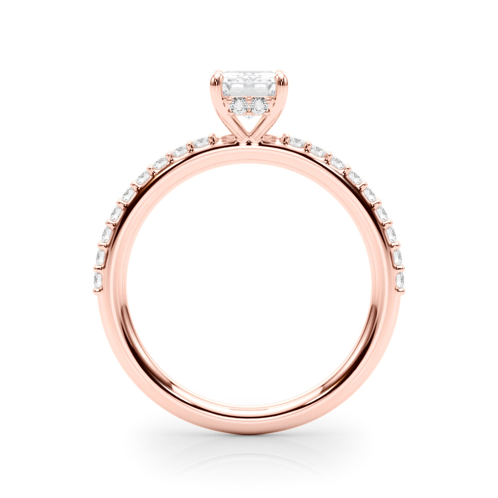 Emerald Hidden Halo Shared Prong Ring - Image 12