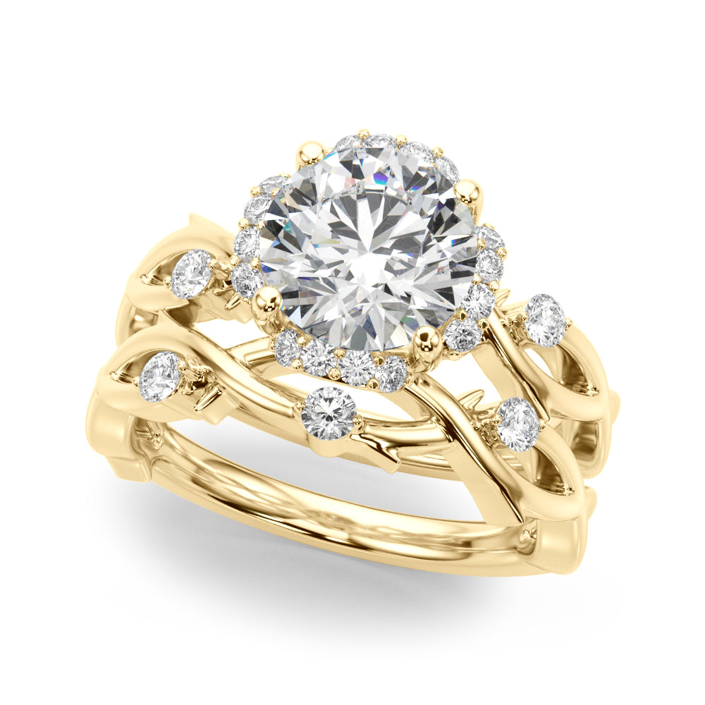 Nature-Inspired Halo Ring 1/2 ct