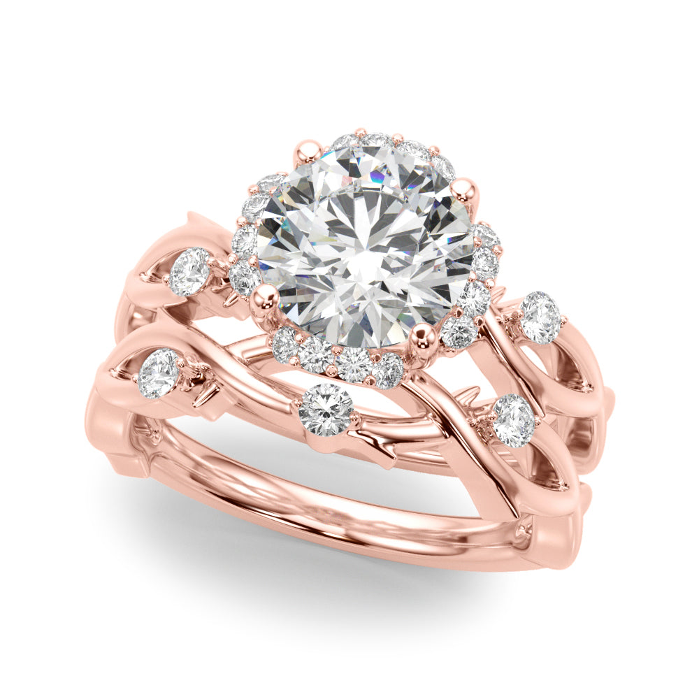 Nature-Inspired Halo Ring 1/2 ct