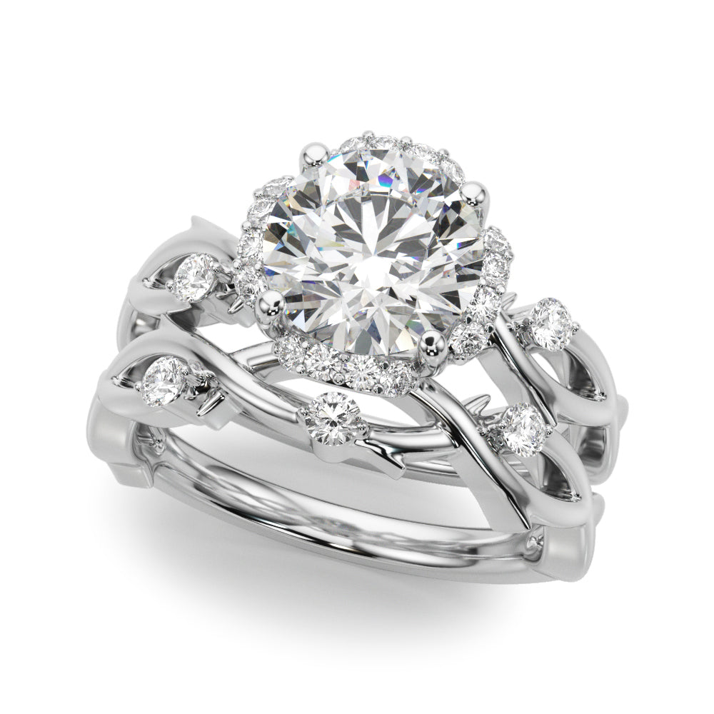 Nature-Inspired Halo Ring 1/2 ct