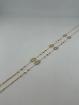 18K Gold Beaded Oval Station Necklace - Image 2