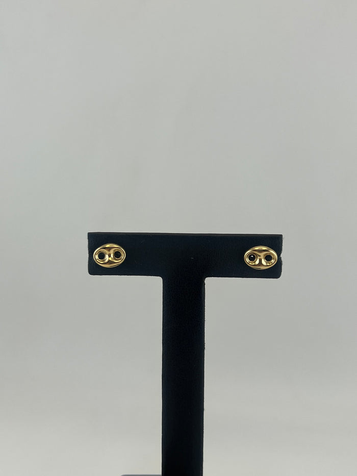 18K Solid Gold Puff Gucci Link Stud Earrings