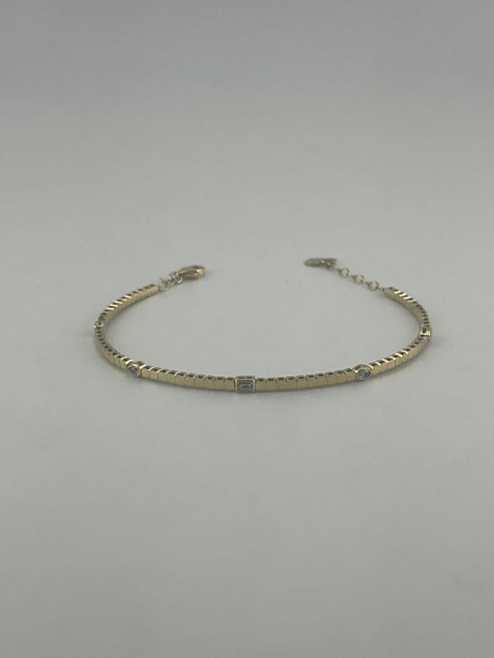 18K Yellow Gold Multi-Shape Cubic Zirconia Bangle
