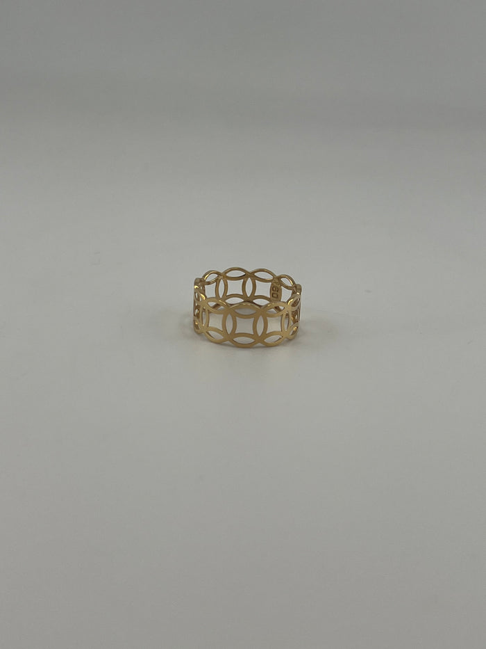 18K Solid Gold Interlocking Circle Lattice Band