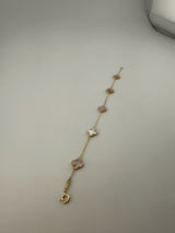 Small 5 clover bracelet solid 18k gold with premium vinyl stones (light pink) - Image 1