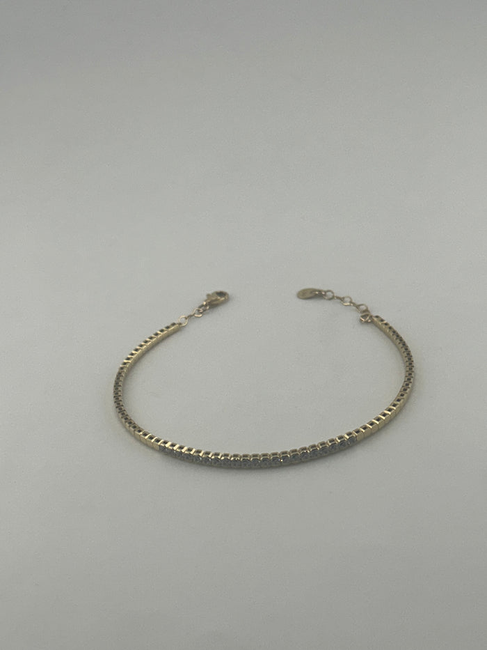 18K Yellow Gold 1/3 Pavé Cubic Zirconia Bangle