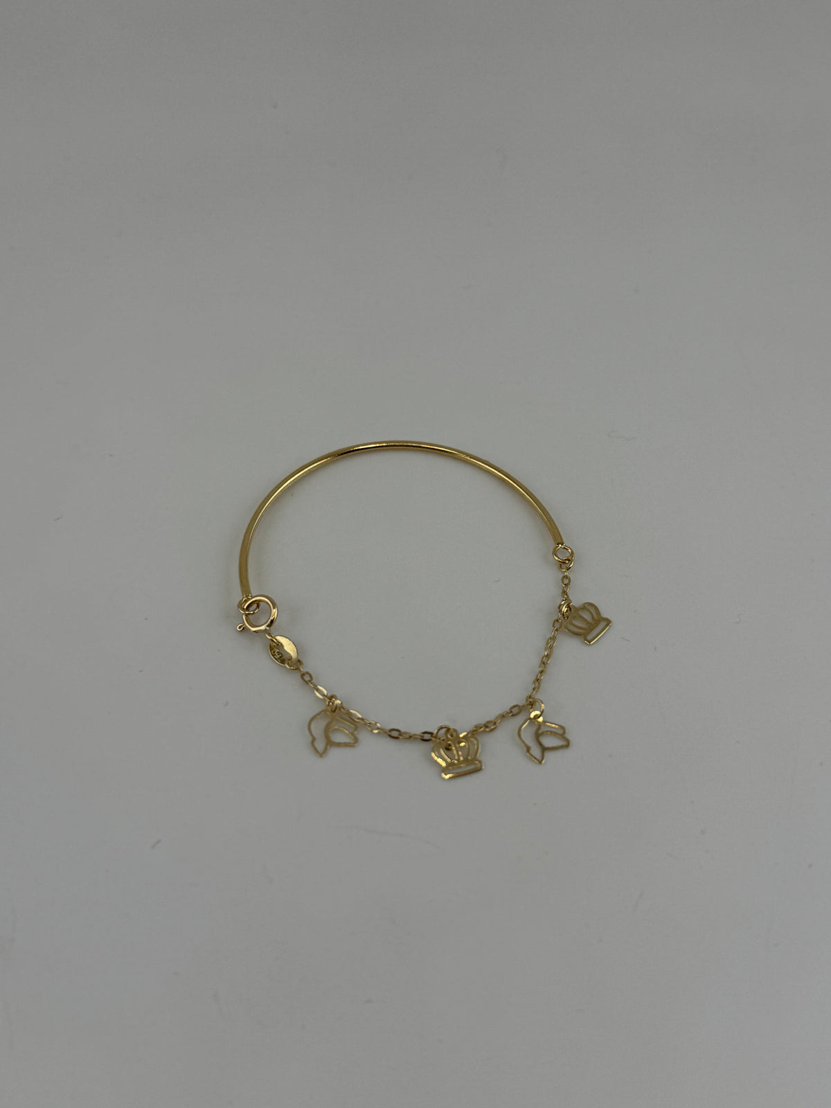 18K Solid Gold Charm Baby Bangle - Image 3