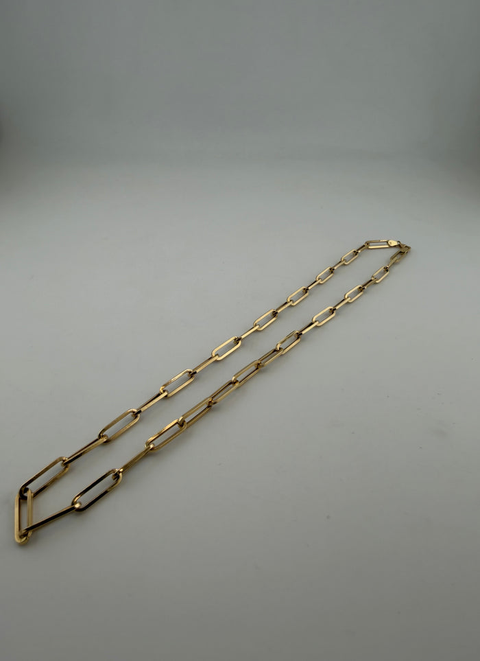 18K Solid Gold Paperclip Chain Necklace