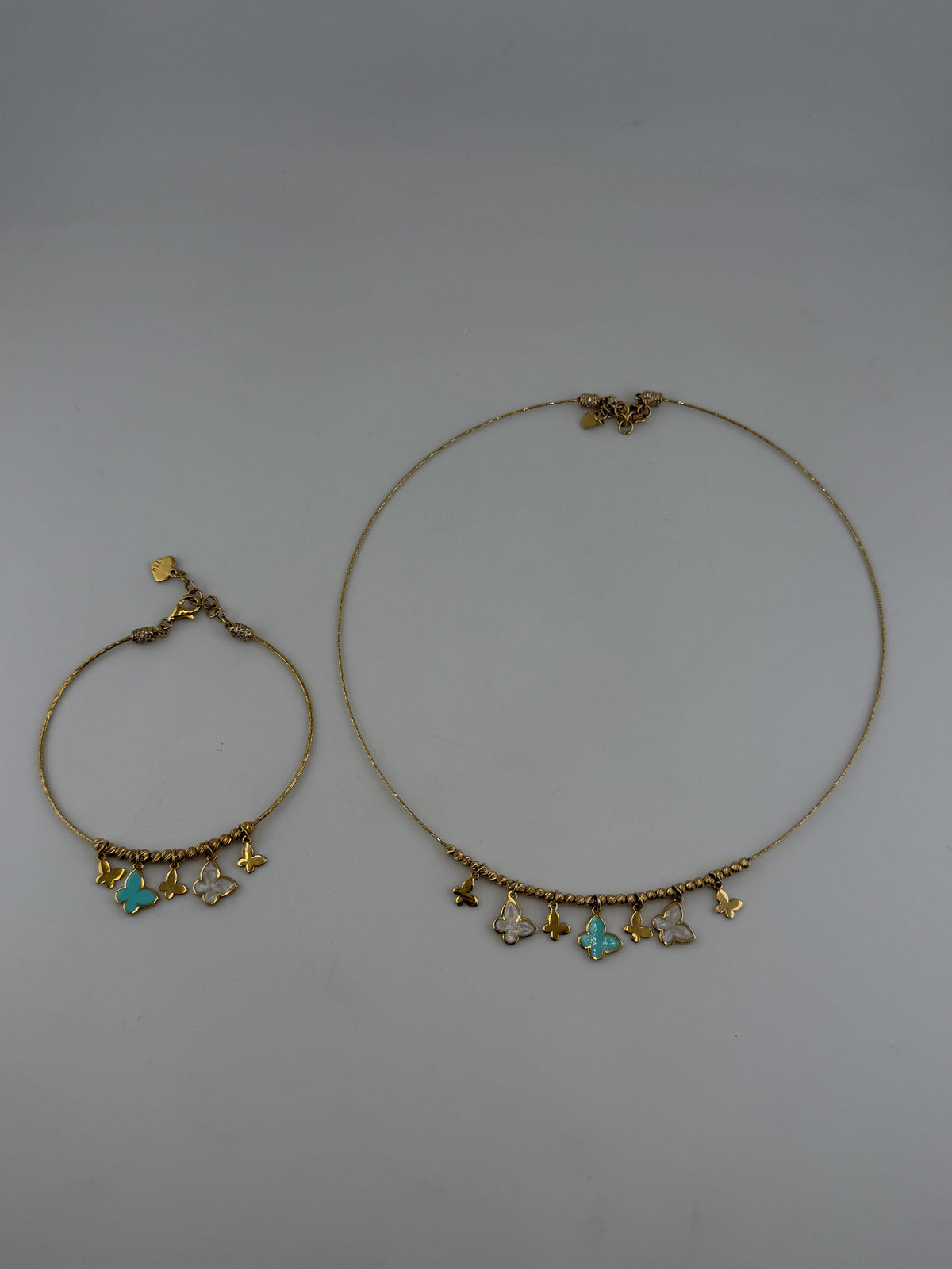 Butterfly Garden – 18K Solid Gold Necklace & Bracelet Set - Image 1