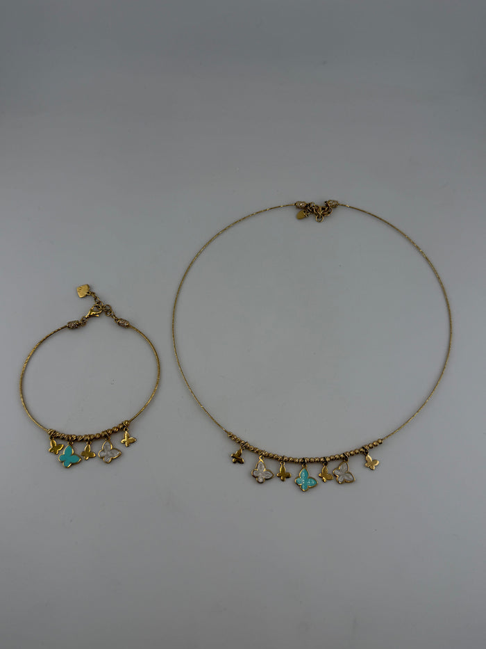 Butterfly Garden – 18K Solid Gold Necklace & Bracelet Set