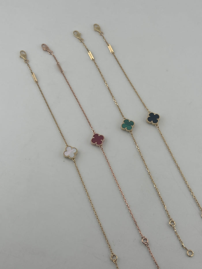 18K Solid Gold Clover Bracelet