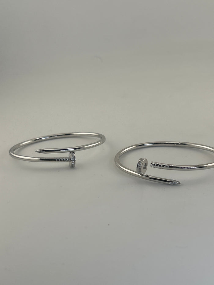 925 Sterling Silver Nail Bracelet with Perimum CZ