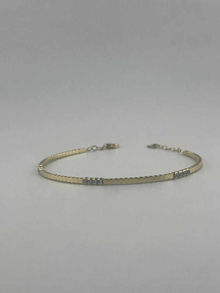 18K Yellow Gold Cubic Zirconia Bangle