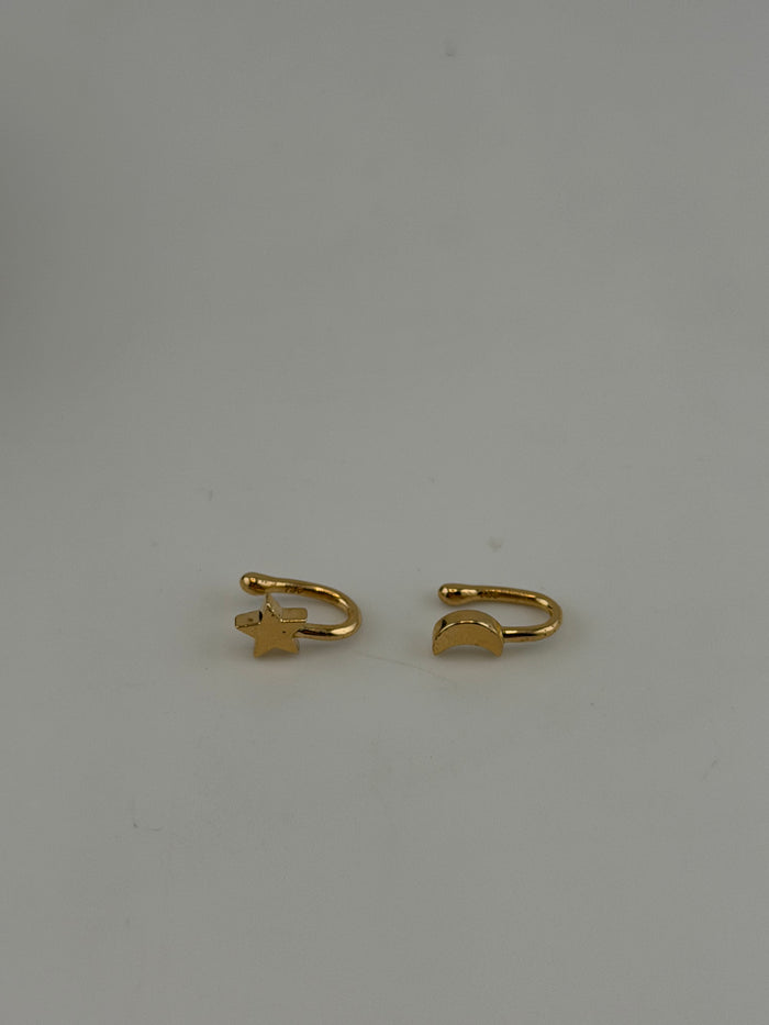 18K Solid Gold Celestial Clip-On Nose Cuffs