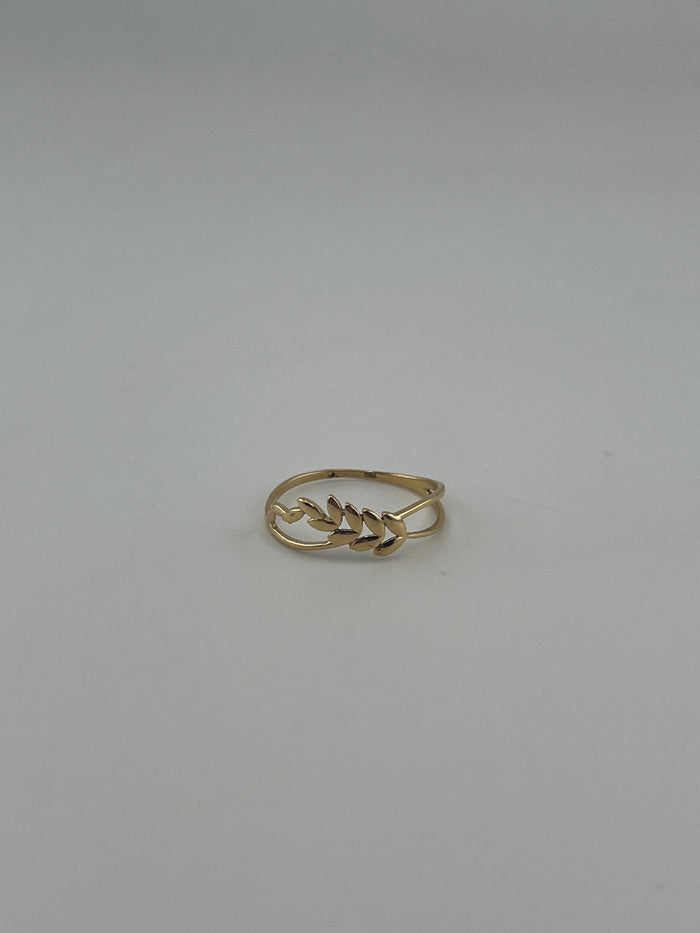 18K Solid Gold Laurel Leaf Ring