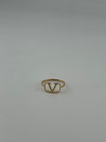 18K Solid Gold Geometric V-Motif Statement Ring