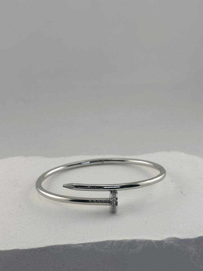 925 Sterling Silver Nail Bracelet with Perimum CZ