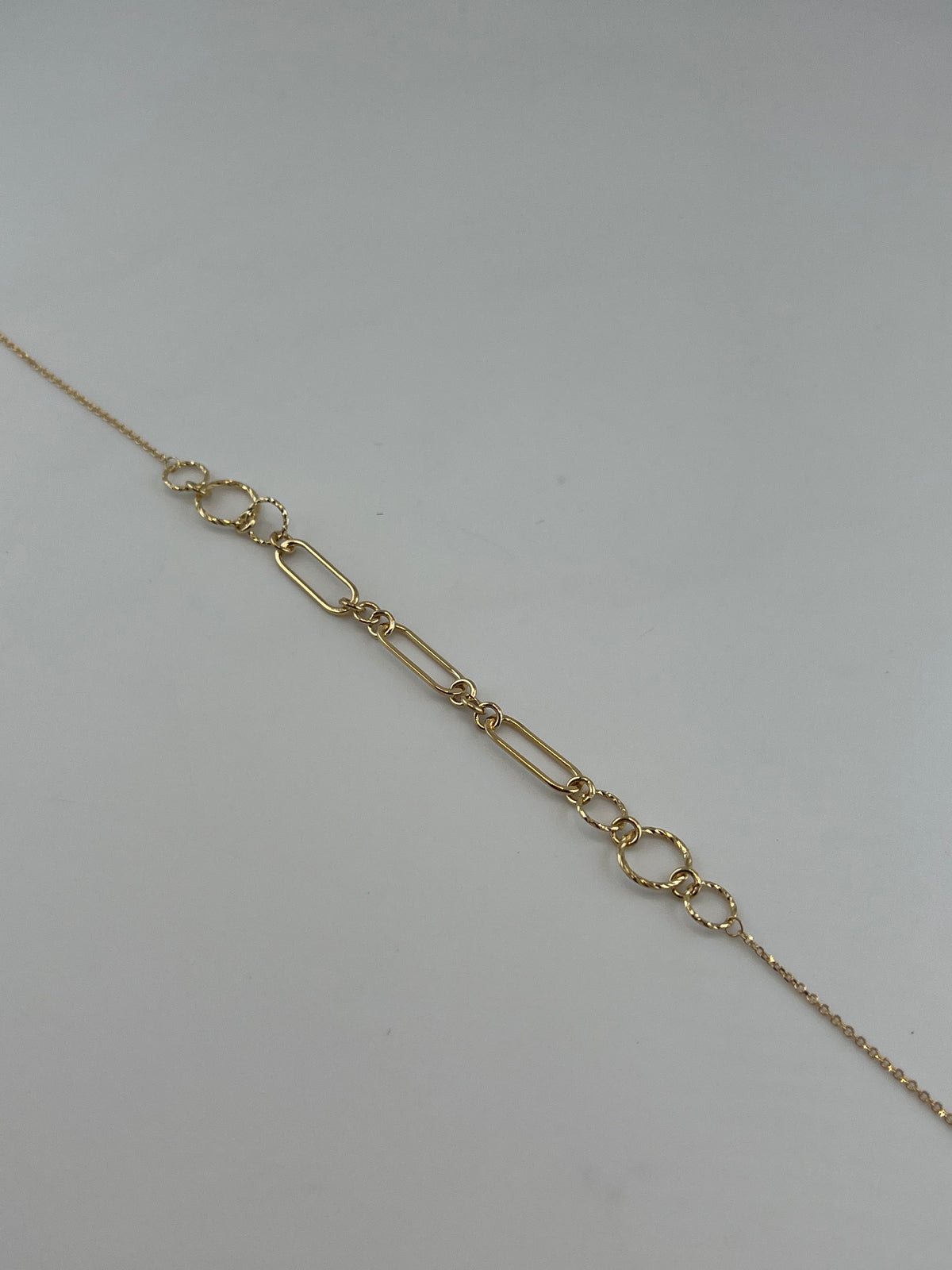 18K Solid Gold Paperclip Link Anklet - Image 2